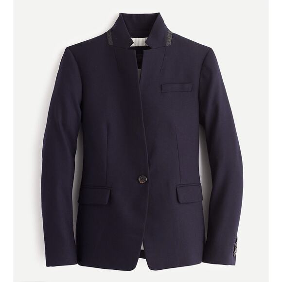 J.Crew Regent Blazer Jacket Wool Flannel Navy Classic Fitted Preppy Womens US 6
